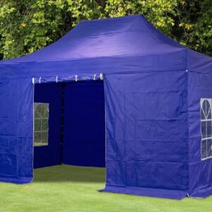 Pop Up Gazebo Steel Hex 40mm 3m x 4.5m Blue