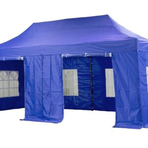 Pop Up Gazebo Iron Hex 40mm 3m x 6m Green Blue